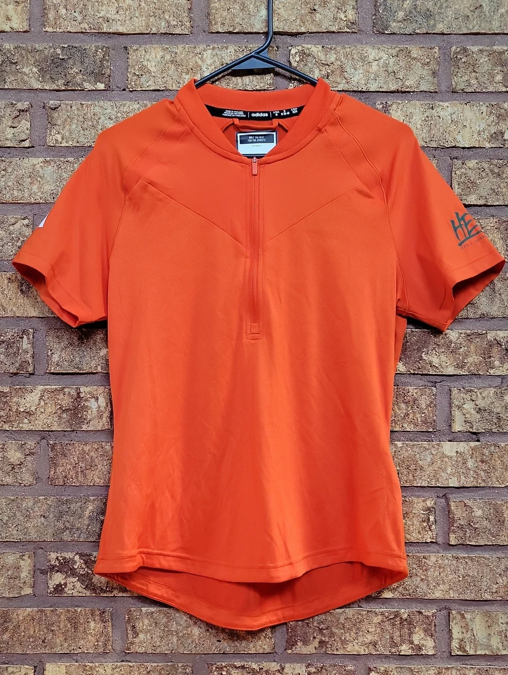 adidas Orange Short Sleeve Half-Zip Cycling Top AeroReady Size Medium NWT